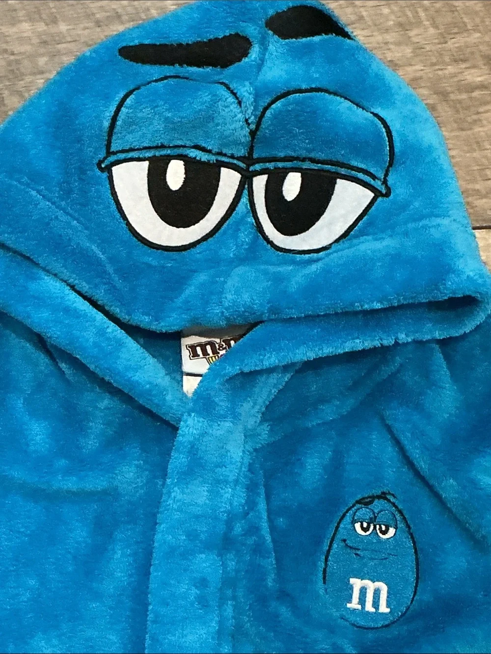 Authentic M&M's World Kids Hooded Character Bathrobe blue M & M sz 5/6